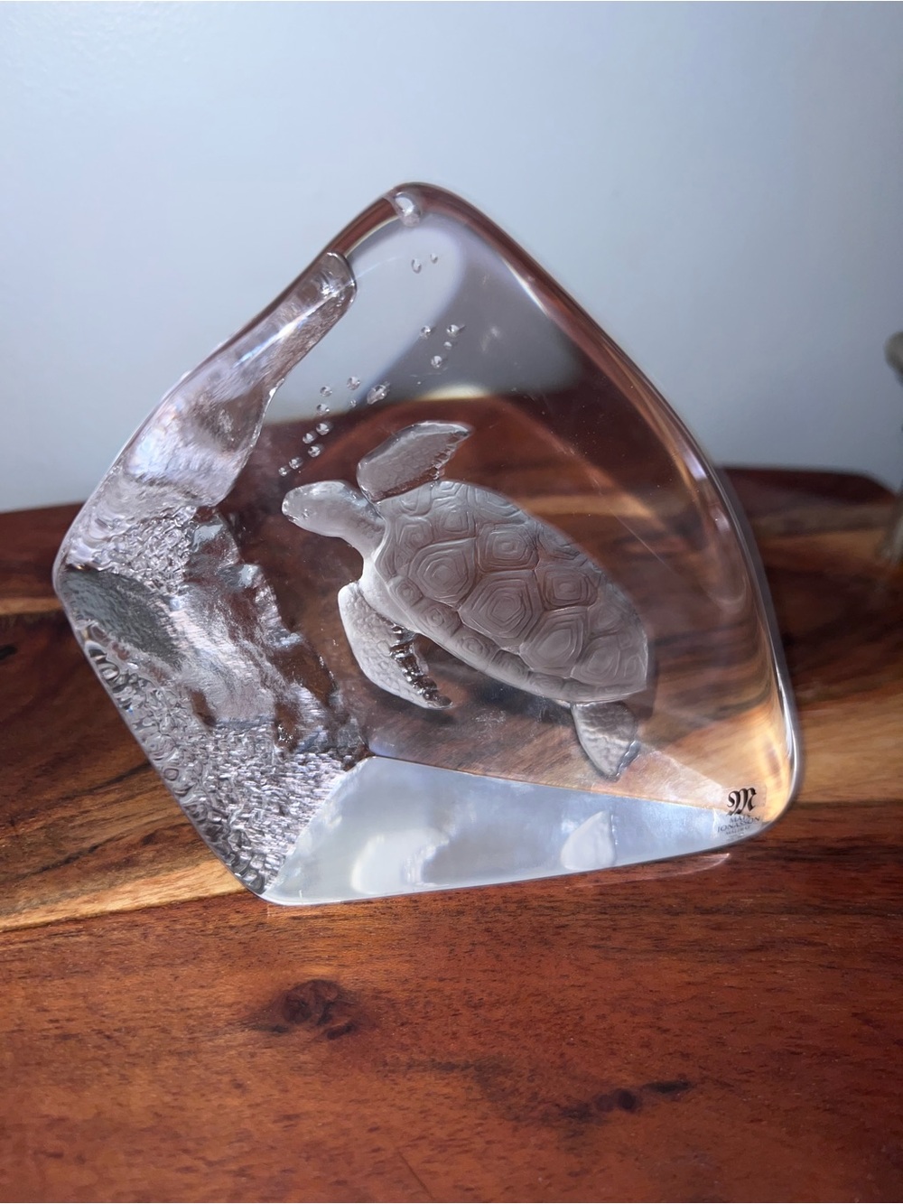 Mats Jonasson Maleras #3700 Signed Sea Turtle Full Lead Crystal Sculpture Sweden